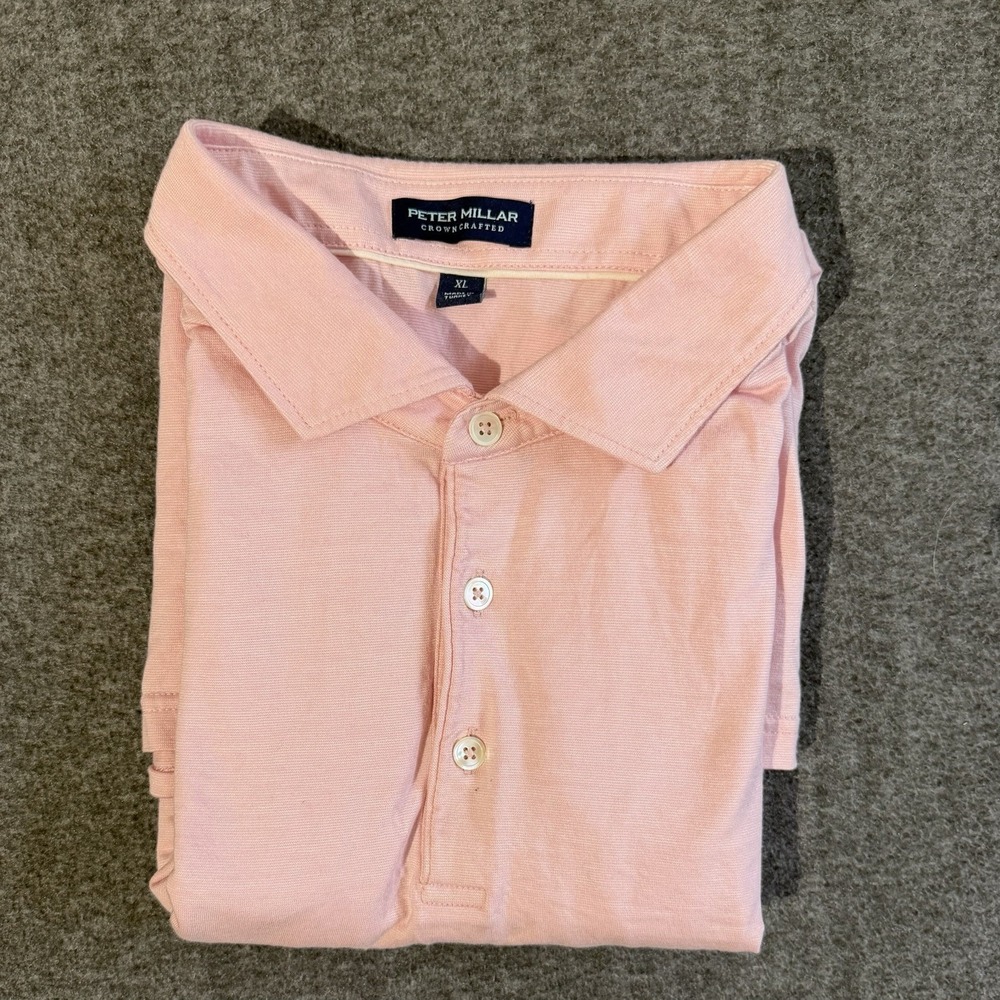 Peter Millar Crown Crafted Pink Performance Golf Polo Shirt Mens XL Stretch